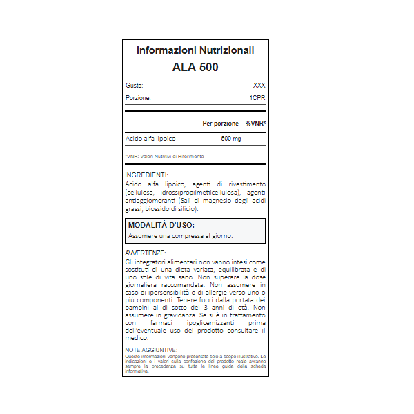 ALA 500 ACIDO ALFA LIPOICO 60CPR - immagine 2